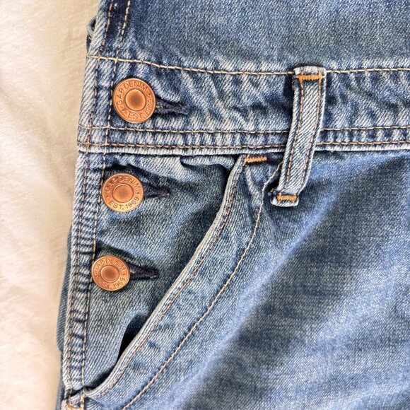 Gap Kids Girls Denim Overall Dress L 10 Adjustable Straps Shirtall - Picture 2 of 5